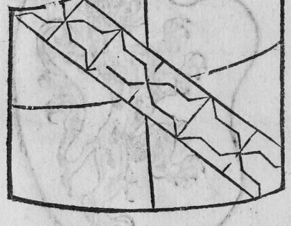 A shield bendwise, charged with a ragged staff.
