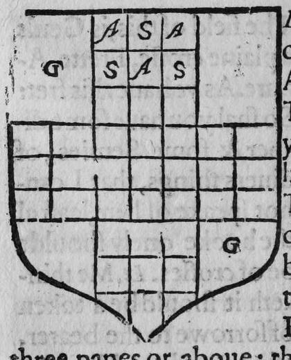 A shield bearing a cross checky, marked A, S, A, G, S, A, S, G.