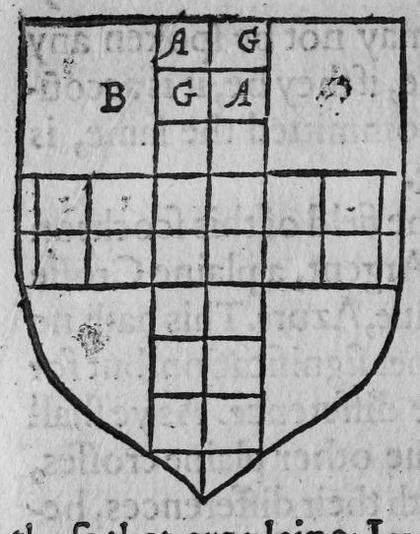 A shield bearing a cross countercompony, marked A, G, B, G, A.