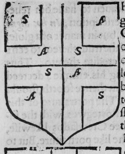 A shield with a cross quartered, marked S, A, A, S, S, A, A, S.