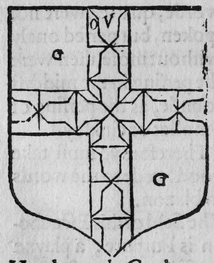 A shield bearing a cross varry, marked O, V, G, G.