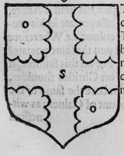 A shield bearing a cross engrailed, marked O, S, O.