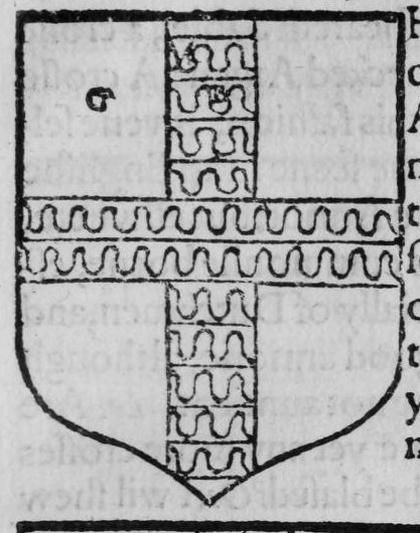 He beareth Geules, a plain crosse Nebule, Argent, and Azure.