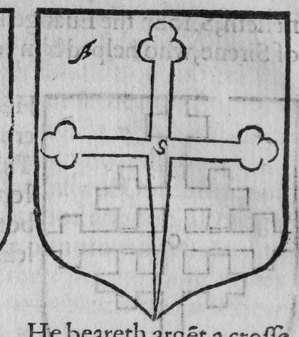A shield bearing a cross botone fitchee, marked B, O.