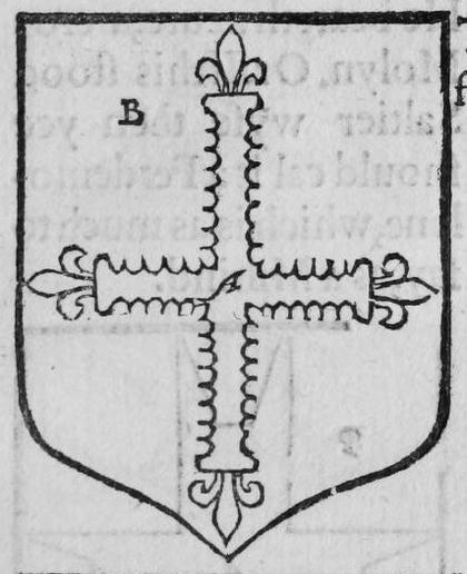 A shield bearing a cross flurt engrailed, marked B.
