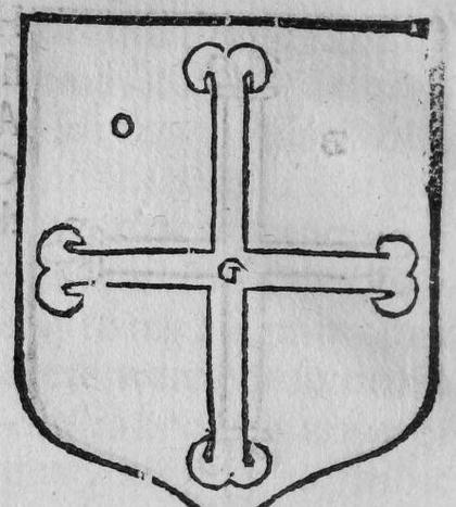 A shield bearing a cross moline, marked O, G.