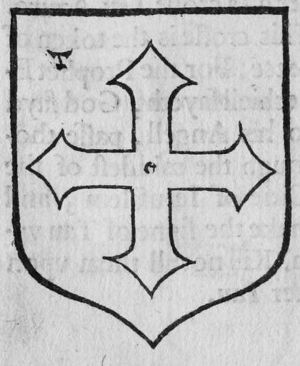 A shield bearing a cross urdee, marked V, O.