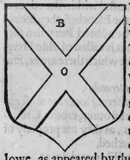 A shield per saltire, marked B, O.