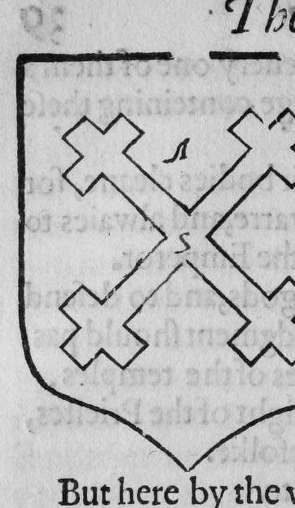 A shield bearing a saltire crossed, marked A, S.