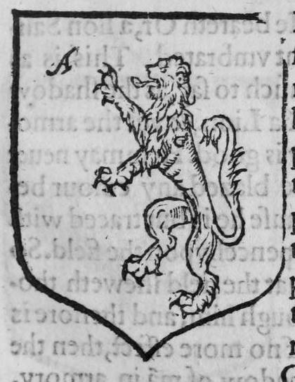 A shield bearing a lion salient, marked A.