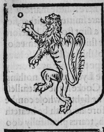 A shield Or, a lion salient with forked tail, marked O.