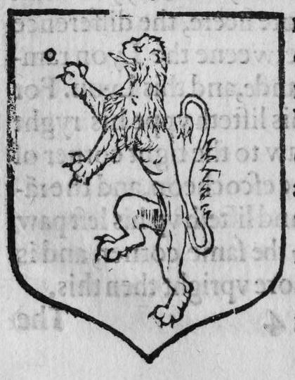 A shield Or, a lion salient umbrated, marked O.