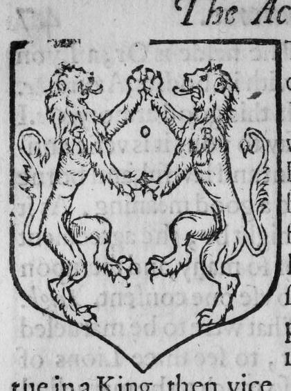 A shield Or, two lions combatant, marked O.
