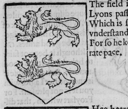 A shield Argent, two lions passant, marked A, G.
