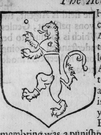 A shield Or, a lion couped dismembered, marked O.