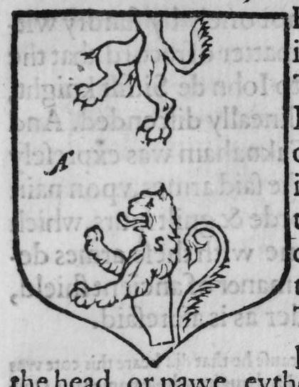 A shield Argent, a lion jessant-défessant, marked A, S.