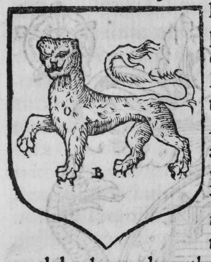 A shield Azure, a leopard passant, marked B.