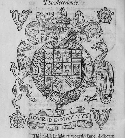 The achievement of Sir Thomas West, Lord de la Warr.