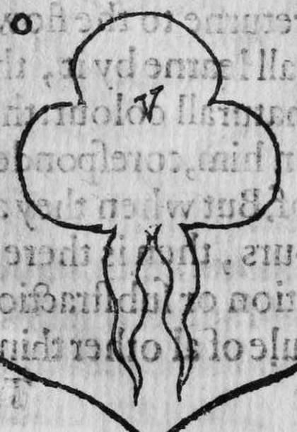 A shield Or, a trefoil slipped, marked O, V.