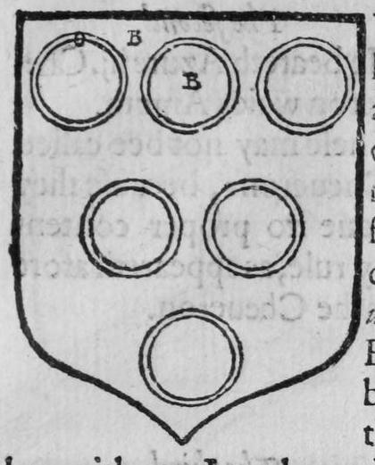 A shield Azure, six annulets, marked B, B.