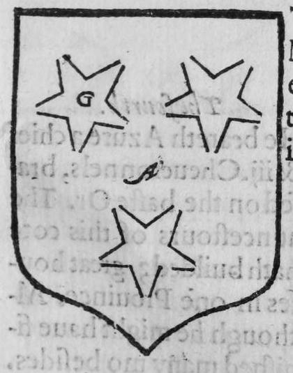 A shield Argent, three mullets blemished, marked G, A.