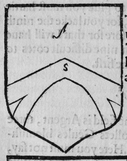 A shield Argent, a chevron enarched, marked A, S.