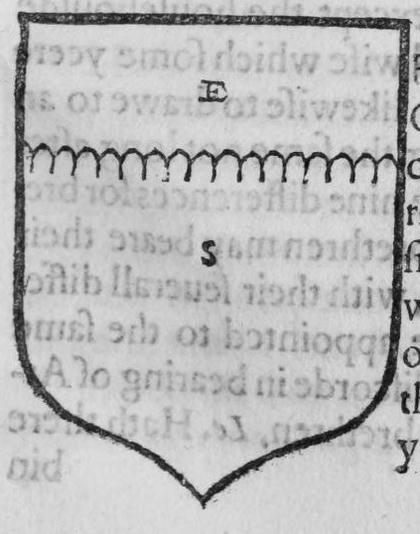 A shield Sable envecked, a chief Ermine, marked ES, S.