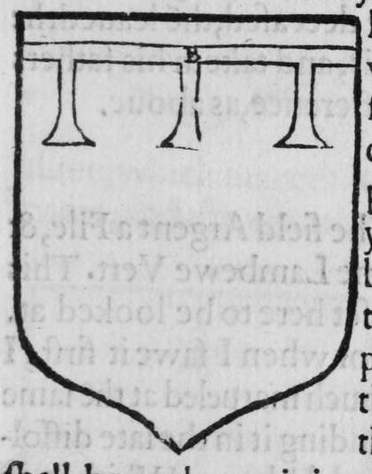 A shield Argent, a file with three lambeaux, marked B.