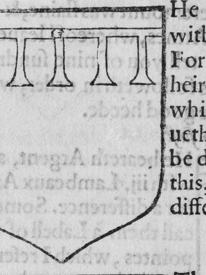 A shield Argent, a file with five lambeaux, marked B.