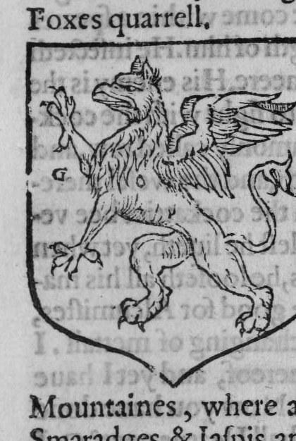 A shield Gules, a griffin segreant, marked G.