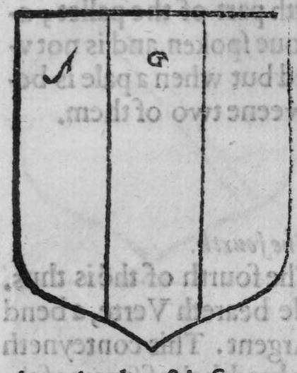 A shield Argent, a pale, marked A, G.