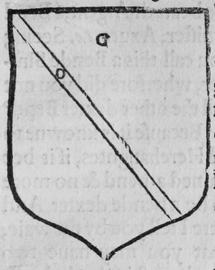 A shield Gules, a cost, marked G, O.