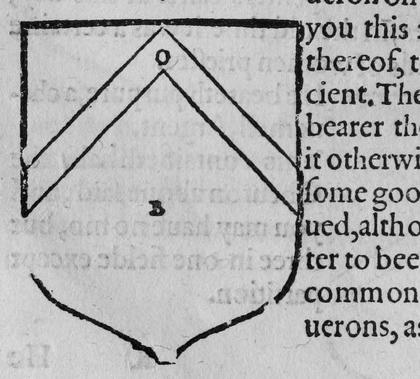 A shield Azure, a chevron on chief, marked O, B.