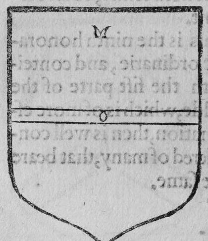 A shield Sanguine, a barrulet, marked M, O.