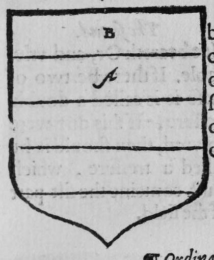 A shield Azure, two bars, marked B, A.