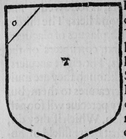 A shield Tenne, a point dexter parted, marked O, T.