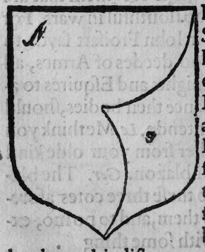 A shield Argent, a gore sinister, marked A, S.