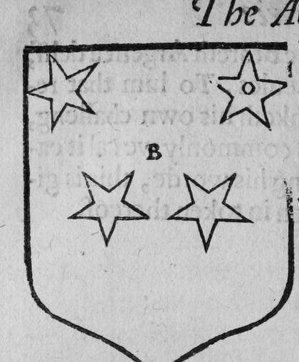 A shield Azure, four mullets, marked B.