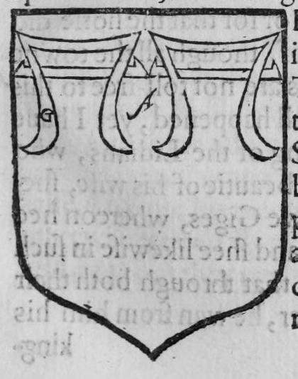 A shield Argent, three water-bougets, marked A, G.
