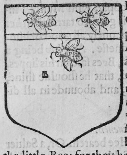 A shield Azure, a fess between three bees, marked B.