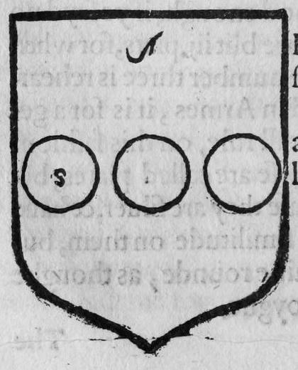 A shield Or, three ogresses in fess, marked A, S.