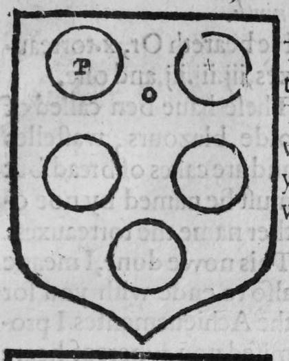 A shield Or, five golpes, marked P, O.