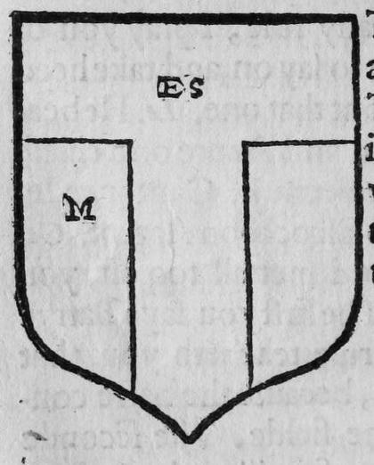 A shield Sanguine, a chief and pale Ermines, marked ES, M.