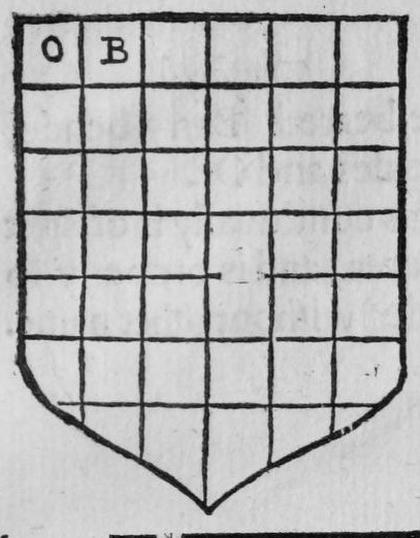 A shield checky, marked O, B.