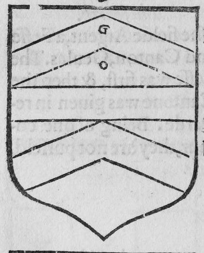 A shield Argent, a pale on chief and two closets, marked A, S.