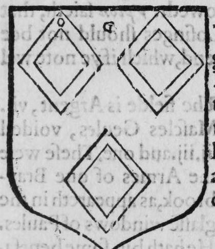 A shield Azure, three lozenges, marked O, G.