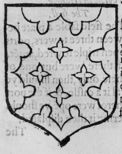 A shield Gules, a fretty engrailed.