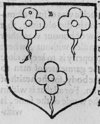 A shield Azure, three trefoils slipped, marked O, B.