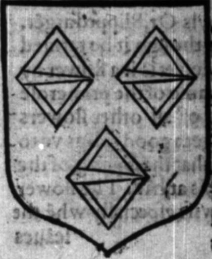 A shield Argent, three buckles lozenges.