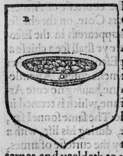 A shield Azure, a basin of olives, marked B.